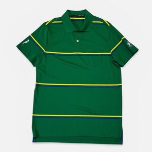 RLX Ralph Lauren mens M Medium green stripe performance golf polo shirt EUC
